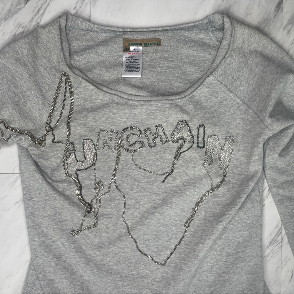 Vintage Y2K Miss Sixty grey long sleeve top M Medium